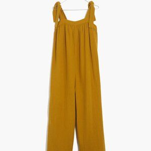 Madewell Lightestspun Tie-Strap Cover-Up Jumpsuit ANTIQUE GOLD (New, Small)